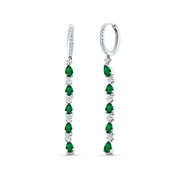 Drop Dangle Hoop Earring Pear Green Emerald CZ 925 Sterling Silver Wholesale
